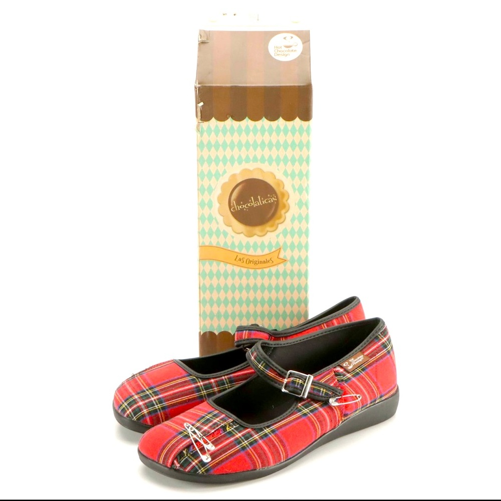Red Plaid Mary Jane Shoes